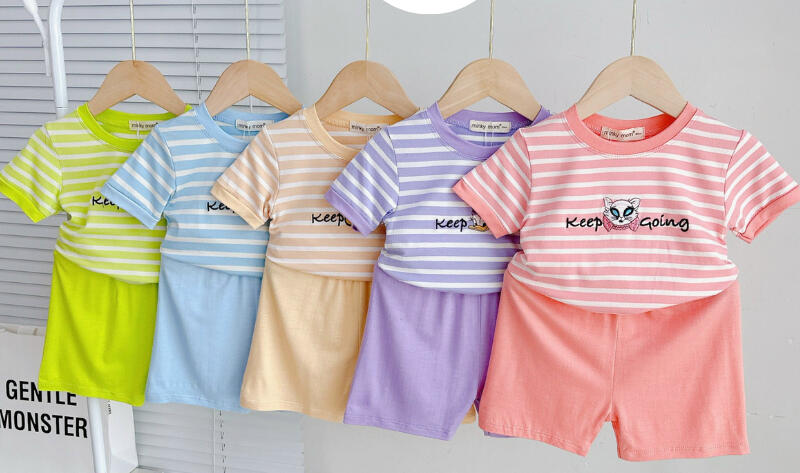 Bộ dài trẻ em vải thun sọc